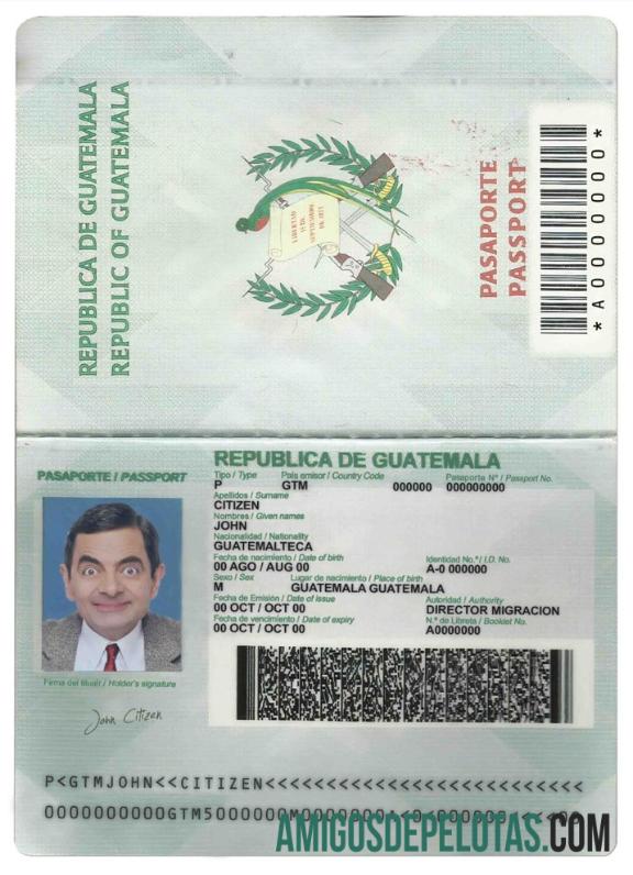 Passaporte da Guatemala modelo